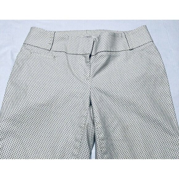 LOFT Pants Womens 00 Beige Black Micro Dot Print Ankle Stretch Classic Business - Picture 2 of 7